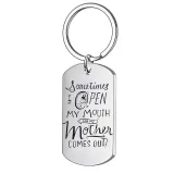 2PCS Mothers Day Gift Best Mom Stainless Steel Letter Keyring Necklace Pendant for Mom