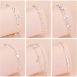 Silver Dolphins Stars Beads Heart Clavicle Pendant Chain Jewelry Bracelet