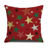 Home Marry Christmas Stars Stripes Pillow Linen Cushion Cover Pillow Case