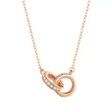 Silver Interlocking Double Circles Clavicle Pendant Chain Jewelry Necklace