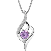 Sterling Silver Zircon White Diamond Feather Clavicle Pendant Chain Jewelry Necklace