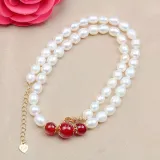 Pearl Jewelry for Women Girls Drop Freshwater Pearl Bracelet and Necklace Earrings Set With Box