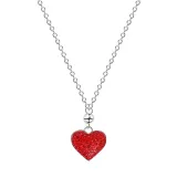 Red Zircon Diamonds Sterling Silver Love Spin Clavicle Pendant Chain Jewelry Necklace