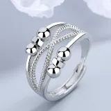 Silver Adjustable Anti Anxiety Spinner Rings Cubic Zirconia Infinity Ring Stackable Stress Relief Worry Rings with Box