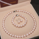 Pearl Necklace Set for Women Girls Round Shell Pearl Bracelet and Dangle Earrings Jewelry with Box