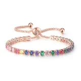 Square Multicolor Adjustable Crystal Birthstone Bracelet Gift For Mom Friends