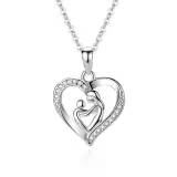 Love Heart Mom Necklace 925 Sterling Silver Necklaces Birthday Mother's Day Jewelry Gift for Women
