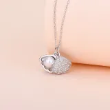 Sterling Silver Zircon Shell Pearl Shell Pendant Chain Jewelry Necklace