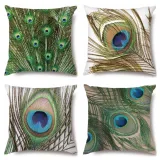 4PCS Home Cotton Decorative Peacock Pattern Throw Pillow Case Cushion Covers For Sofa Couch Bed Chair