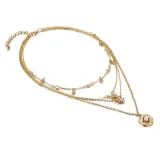 Zircon Stars Pearl Silver Plated Lovers Pendant Chain Jewelry Necklace