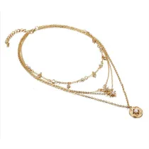 Zircon Stars Pearl Silver Plated Lovers Pendant Chain Jewelry Necklace