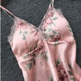 Women's Prints Flowers Sexy Rayon Silk Lace Shorts Loungewear Summer Sets
