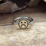 Fashion Jewelry Smiling Face Happy And Sad Rotation Ring