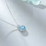 Sea Heart Crystal Diamonds Silver Clavicle Chain Jewelry Necklace