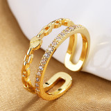 Gold Diamond Opening Adjustable Irregular Ring Gifts