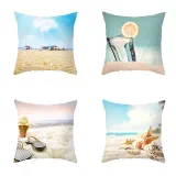 4PCS Home Cotton Decorative Sandbeach Throw Pillow Case Cushion Covers For Sofa Couch Bed Chair
