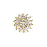 Gold Sunflower Clover Windmill Rotating Opening Ring Necklace Earring Jewelry Set