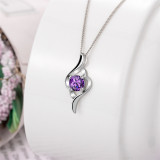 Sterling Silver Zircon White Diamond Water Drop Clavicle Pendant Chain Jewelry Necklace