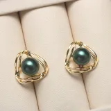 Mother's Day Gift Jewelry Geometry-Shaped Pearl Necklace and Earring Set with Box