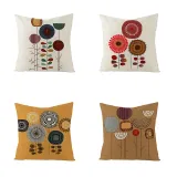 4PCS Home Cotton Plant Printin Decorative Throw Pillow Case Cushion Covers For Sofa Couch Bed Chair
