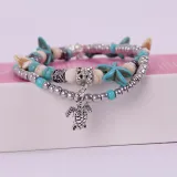 Turtle Anklets Multilayer Beads Handmade Animal Shell Beach Set Boho Foot Jewelry