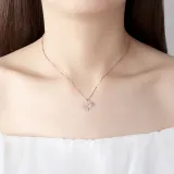 Sterling Silver Good Luck Four Leaf Clover Clavicle Pendant Chain Jewelry Necklace