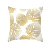 4PCS Home Cotton Decorative Gold Leaves Throw Pillow Case Cushion Covers For Sofa Couch Bed Chair