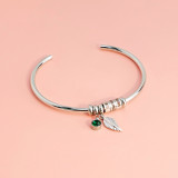 DIY Leaf Round Ring Necklace Bracelet Name Engraved Custom with Birth Stone