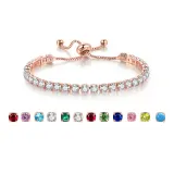 4mm Round Adjustable Crystal Birthstone Bracelet Gift For Mom Friends