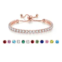 4mm Round Adjustable Crystal Birthstone Bracelet Gift For Mom Friends