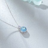 Sea Heart Crystal Diamonds Silver Clavicle Chain Jewelry Necklace