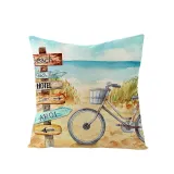 4PCS Home Cotton Decorative Hello Summer Throw Pillow Case Cushion Covers For Sofa Couch Bed Chair