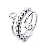 Silver Adjustable Anti Anxiety Beaded Spinner Rings Stacking Spinning Worry Ring