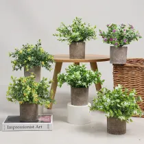 Artificial Four Ear Flower Combination Pulp Potted Basin Desktop Decoration