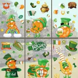 9PCS St. Patrick's Day Window Stickers Glass Door Decals Fridge Static Clings