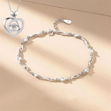 Silver Zircon Diamond Love Pendant Chain Jewelry Bracelet Necklaces Jewelry Sets