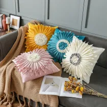 3D Sunflower Handmade Decorative Throw Pillow Case Cushion Covers For Sofa Couch