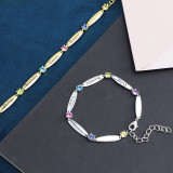 Birthstones Adjustable Bracelet with 6 Name Engraved Custom Gift For Mom Friends