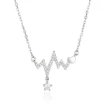 Full Drill Heartbeat Wave Diamond Heart Love Pendant Chain Jewelry Necklace