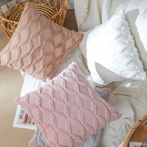 Diamond Lattice Style Soft Velvet Wool Decorative Throw Pillow Cushion Covers