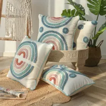 Circle Personality Rectangular Fringe Cotton Linen Decorative Throw Pillow Case Cushion Covers