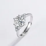 Silver Moissanite Shiny Diamond Ring For Women Girls With Gift Box