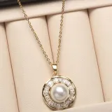 Mother's Day Gift Diamante Shell Pearl Flower Necklace Earrings Jewelry Set with Box