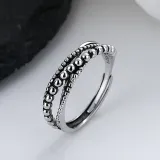 Silver Adjustable Anti Anxiety Rings Fidget Spinner Band Adjustable Stacking Spinning Worry Ring