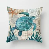 4PCS Home Cotton Decorative Ocean Mermaid Throw Pillow Case Cushion Covers For Sofa Couch Bed Chair
