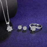 Classic Silver Zircon Diamond Hearts Pendant Chain Jewelry Earrings Necklaces Rings Jewelry Sets