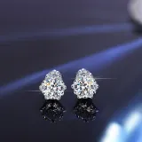 Silver Necklace Earrings Ring Six Claw Diamond Set With Gift Box