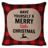 Home Decoration Red Plaid Christmas Pillowcase Cotton Pillow Cover