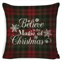 Home Decoration Green Red Plaid Merry Christmas Pillowcase Pillow Cover