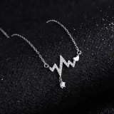 Full Drill Heartbeat Wave Diamond Heart Love Pendant Chain Jewelry Necklace